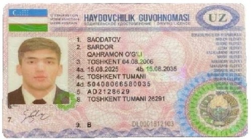 Uzbekistan driver license